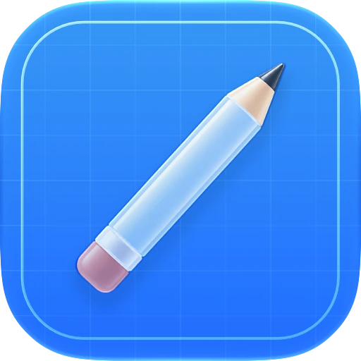 Blueprints app icon, a glass pencil over a blue grid