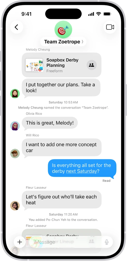 iMessage group conversation, an interaction reference